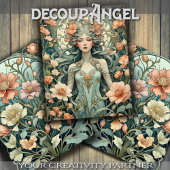 Bloemen Nouveau - Set van 3 - Decoupage - Inpakpapier Vel