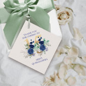 Bloemen nummer 15 Ivoor Royal Blue Gold Quinceaner Bedankjes Labels
