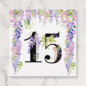 Bloemen nummer 15 Paarse Wisteria Quinceanera Bedankjes Labels (Voorkant)