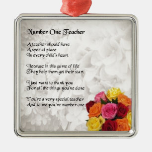 Bloemen - nummer 1 lerarengedicht metalen ornament
