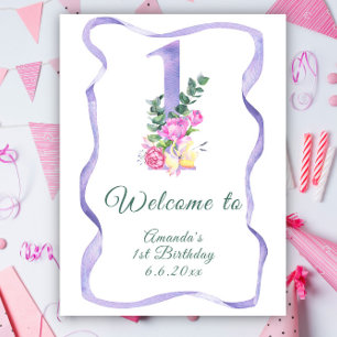 Bloemen nummer 1e verjaardag poster