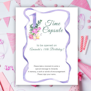 Bloemen Nummer Tijd Capsule 1e verjaardag Poster