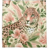 Bloemen Oerwoud Luipaard Douchegordijn (Voorkant)