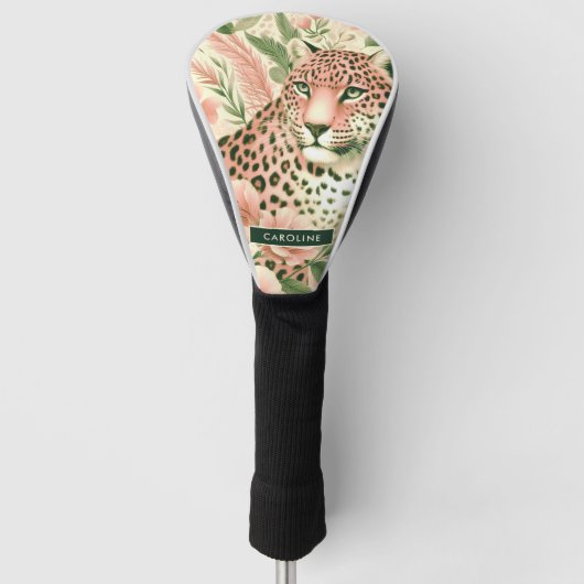  Bloemen Oerwoud Luipaard Golfheadcover (Voorkant)
