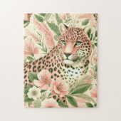 Bloemen Oerwoud Luipaard Legpuzzel (Verticaal)