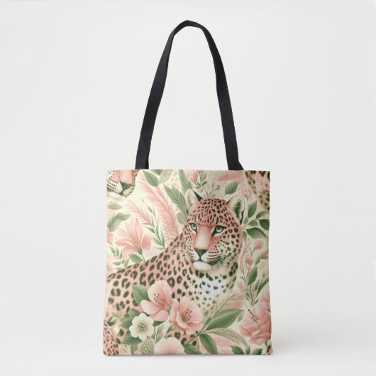  Bloemen Oerwoud Luipaard Tote Bag (Voorkant)
