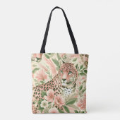 Bloemen Oerwoud Luipaard Tote Bag (Achterkant)