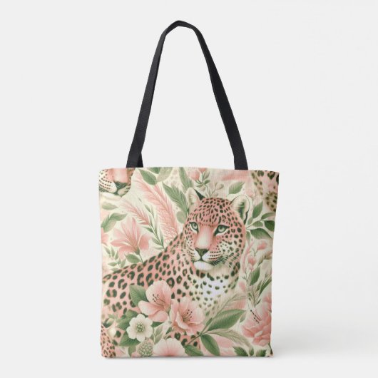  Bloemen Oerwoud Luipaard Tote Bag (Achterkant)