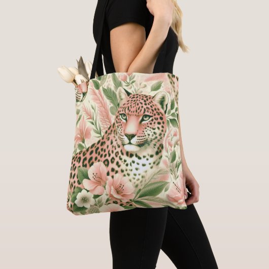 Bloemen Oerwoud Luipaard Tote Bag (Dichtbij)