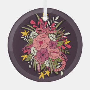 Bloemen Oerwouden slangen Tropisch Vintage Glas Ornament