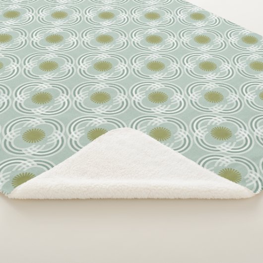 Bloemen of ogen - neutraal groen sherpa deken (3/4)