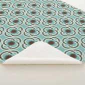 Bloemen of ogen - turquoise en bruin sherpa deken (3/4)