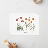  Bloemen Oktober Geboorte Maand Monogrammed Notitiekaartje (Voorkant / Achterkant in situ)