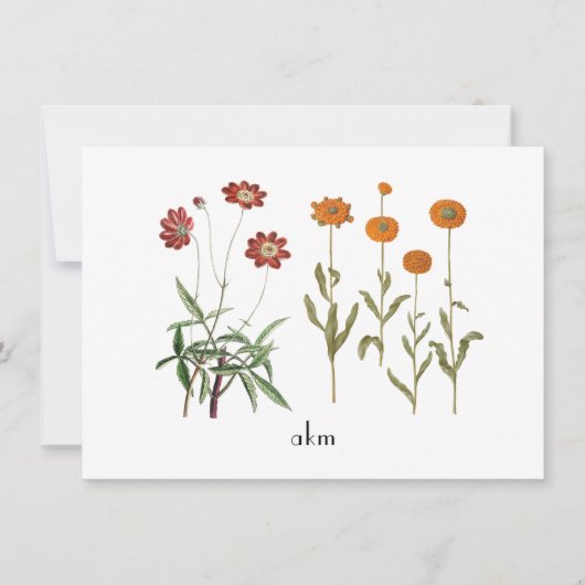  Bloemen Oktober Geboorte Maand Monogrammed Notitiekaartje (Voorkant)