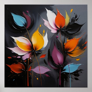 Bloemen olieverfschilderij (gedurfde, getextureerd poster