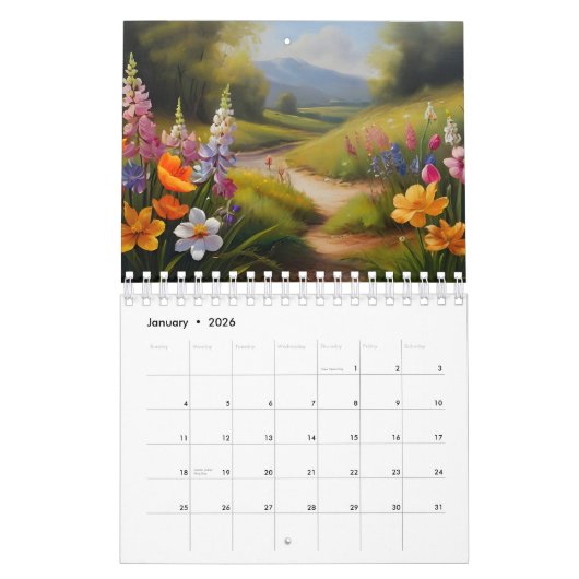 Bloemen olieverfschilderij kalender (Jan 2026)