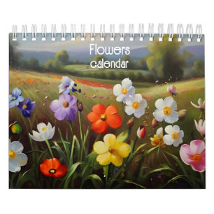 Bloemen olieverfschilderij kalender