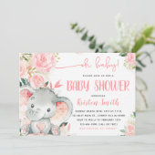 Bloemen Olifant Baby Douche Uitnodigingen voor een (Staand voorkant)