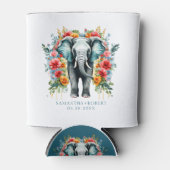 Bloemen Olifant Bay Blauw Wit Blikjeskoeler (Voorkant)