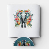 Bloemen Olifant Bay Blauw Wit Blikjeskoeler (Achterkant)
