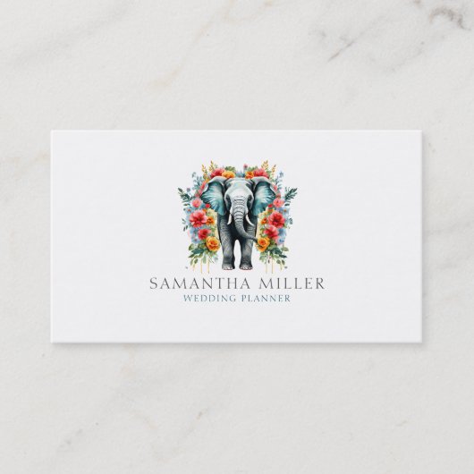 Bloemen Olifant Bay Blauw Wit Visitekaartje (Voorkant)