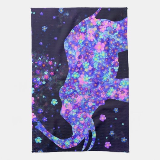 Bloemen Olifant keukenhanddoek (Verticaal)