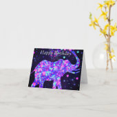Bloemen Olifant Verjaardag Kaart - (Gele Bloem)