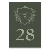  Bloemen olijfsalie Crest Monogram Huwelijk Kaart (Voorkant)