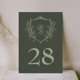  Bloemen olijfsalie Crest Monogram Huwelijk Kaart