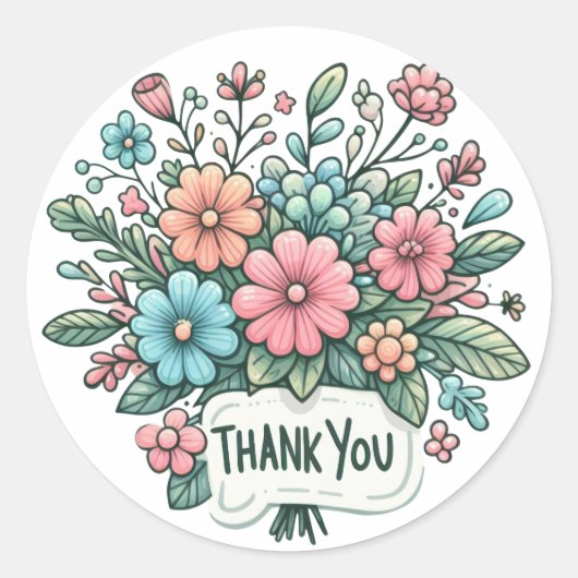 Bloemen om Te Bedanken Ronde Sticker (Voorkant)