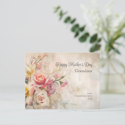  Bloemen Oma Moederdag Briefkaart (Staand voorkant)