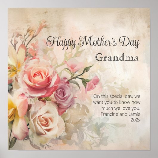  Bloemen Oma Moederdag Poster (Voorkant)