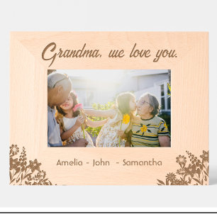Bloemen Oma Namen Gegraveerd Houten Frame 