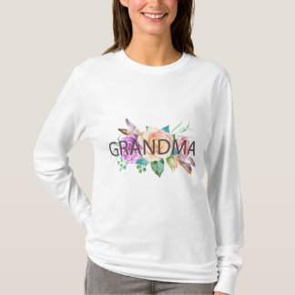 Bloemen Oma Waterverf Vrouw Shirt Lange Mouw