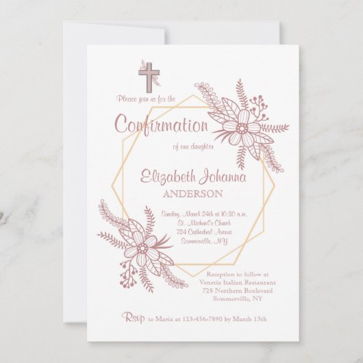 Bloemen omarmen religieuze uitnodiging (Voorkant)