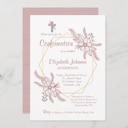 Bloemen omarmen religieuze uitnodiging (Voorkant / Achterkant)