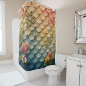 "Bloemen Ombre Zeemeermin Schalen" Douchegordijn (In situ)