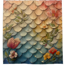"Bloemen Ombre Zeemeermin Schalen" Douchegordijn