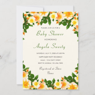 Bloemen omlijst baby shower uitnodiging