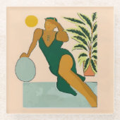 Bloemen Onderzetter van glas Glazen Onderzetter (Voorkant)