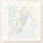 Bloemen Onderzetter van glas Glazen Onderzetter (Achterkant)