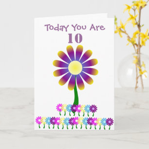 Bloemen ontwerp gepersonaliseerde 10e verjaardag kaart