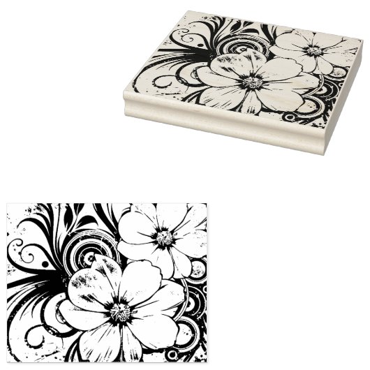 Bloemen ontwerp - kaart maken rubberstempel (Gestempeld)