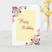 Bloemen ontwerp-kastanjebruin kaart (Gele Bloem)