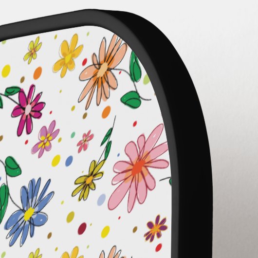 Bloemen ontwerp patroon pickleball paddle (Links Detail)