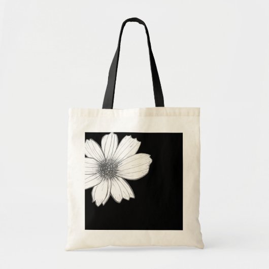 Bloemen ontwerp Zwart-wit Canvas tas (Voorkant)