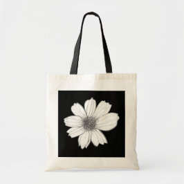 Bloemen ontwerp Zwart-wit Tote Bag