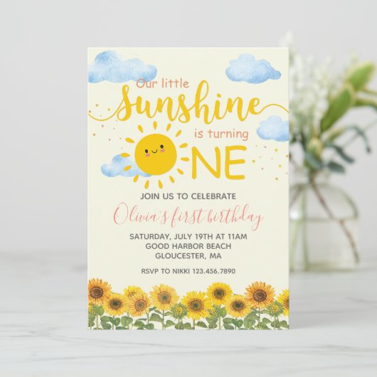 Bloemen Onze Kleine Zonneschijn 1e Verjaardag Zonn Kaart (Staand voorkant)