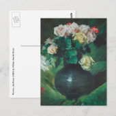 Bloemen (ook bekend als Rozen) door William Merrit Briefkaart (Voorkant / Achterkant)
