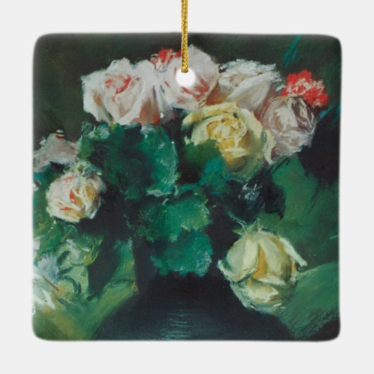 Bloemen (ook bekend als Rozen) van William Merritt Keramisch Ornament (Achterkant)